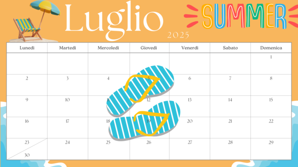 Calendario Luglio per insegnanti