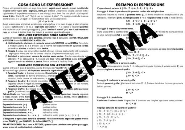 LE ESPRESSIONI: REGOLE, ESEMPI ED ESERCIZI PER LA CLASSE QUINTA - SCUOLA PRIMARIA