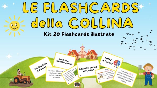 KIT 20 FLASHCARDS SULLA COLLINA – Gli ambienti geografici – Classe 3^