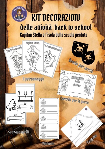 🏴‍☠️ KIT DECORAZIONI BACK TO SCHOOL - TEMA PIRATI (Capitan Stella e l'isola della scuola perduta) ✨