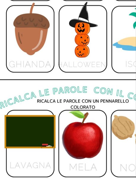Ricalca e scrivi le parole dell'autunno dalla A alla Z