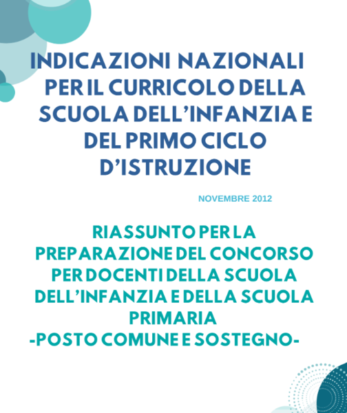 PREPARAZIONE CONCORSO - Riassunto indicazioni nazionali 2012