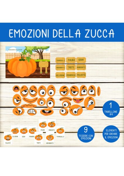 🎃 Gioco didattico “Emozioni della Zucca” – Attività autunnale stampabile a colori