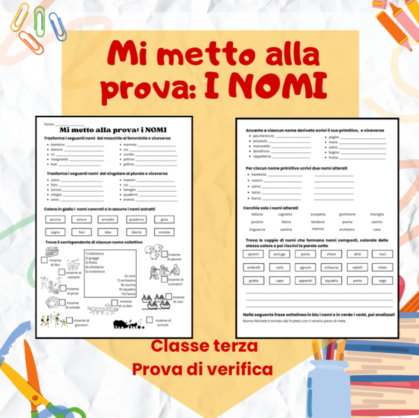 Prova di verifica: il nome - classe terza