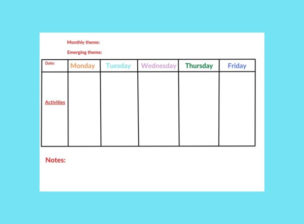 Weekly Plan - English version