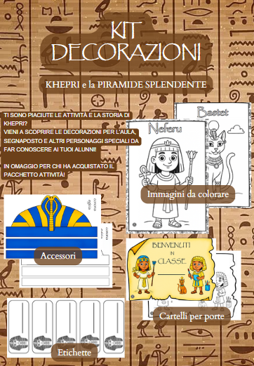 KIT DECORAZIONI BACK TO SCHOOL – TEMA EGIZI (Khepri e la piramide splendente) ✨