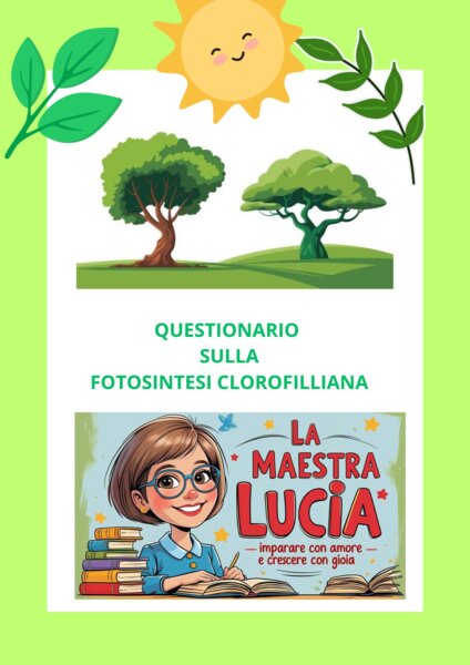 QUESTIONARIO SULLA FOTOSINTESI CLOROFILLIANA