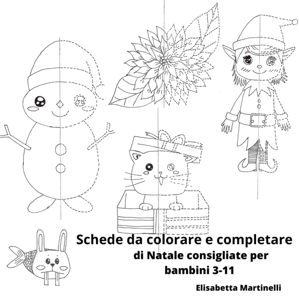 Scheda del gatto di Natale da colorare e completare