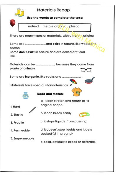 CLIL scienze classe 3:proprietà dei materiali - CLIL science Year 3: properties of materials