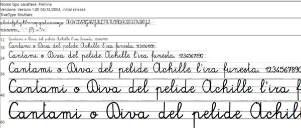 Font Corsivo Metodo Analogico Bortolato