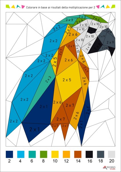 Tabellina, Colorare in base ai risultati della moltiplicazione per 2