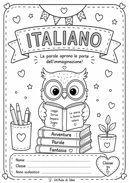 Kit copertina italiano dalla classe 1° alla 5°