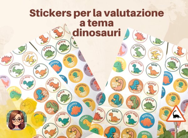 Stickers valutazione a tema dinosauri