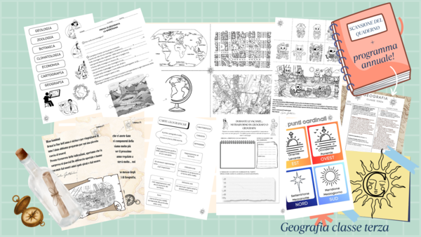 GEOGRAFIA CLASSE TERZA: Programma annuale, quaderno, schede e verifiche di tutto l'anno