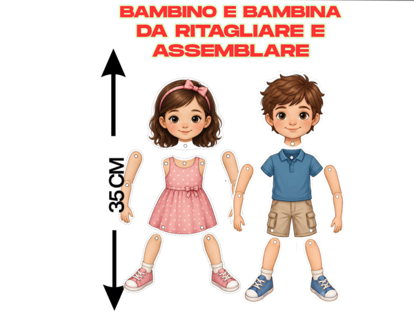 Bambino e Bambina di Carta Articolati: Crea, Ritaglia e Assembla! (Attività Creativa e di Motricità Fine).