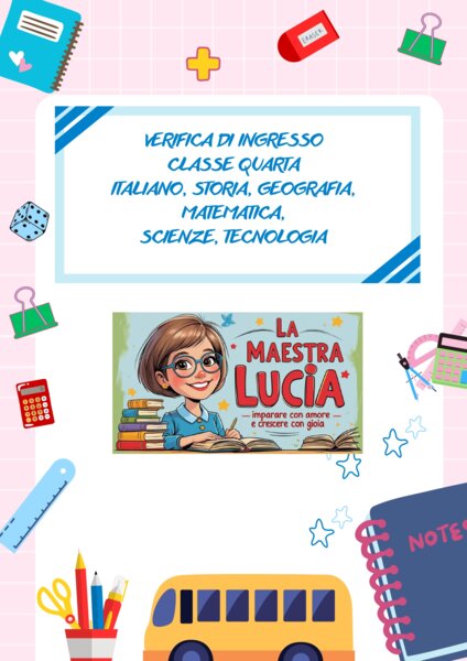 VERIFICHE DI INGRESSO CLASSE QUARTA