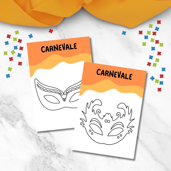 Maschere di Carnevale da colorare