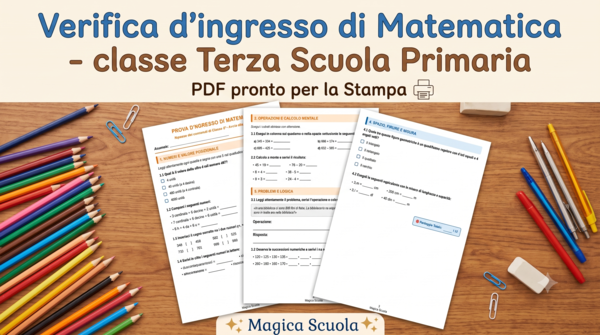Prova d'Ingresso di Matematica - Classe 3ª Primaria (PDF pronto per la stampa)