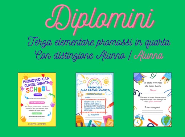 Diplomini di Promozione in Classe quarta – Colorati, Pronti da Stampare e Personalizzare