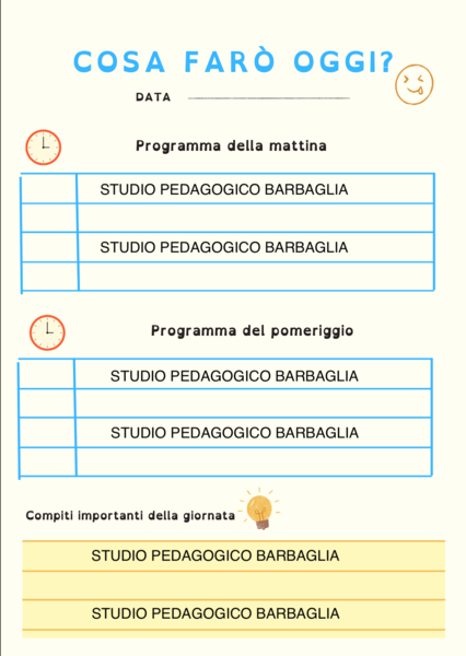 Planning giornaliero delle attività