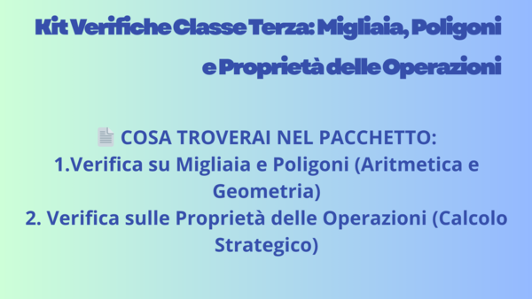 Kit Verifiche Classe Terza: Migliaia, Poligoni e Proprietà delle Operazioni