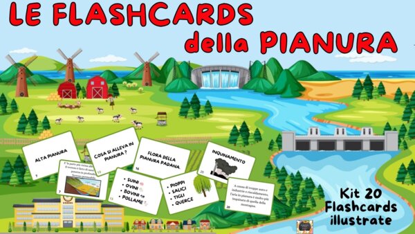 KIT 20 FLASHCARDS SULLA PIANURA – Gli ambienti geografici – Classe 3^