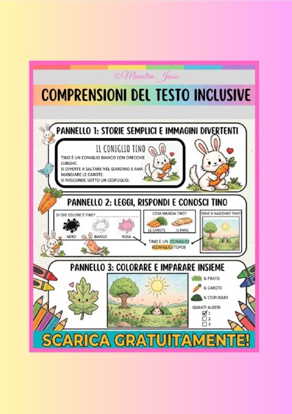 COMPRENSIONE DEL TESTO SEMPLIFICATA -Il coniglio Tino- da colorare e personalizzare