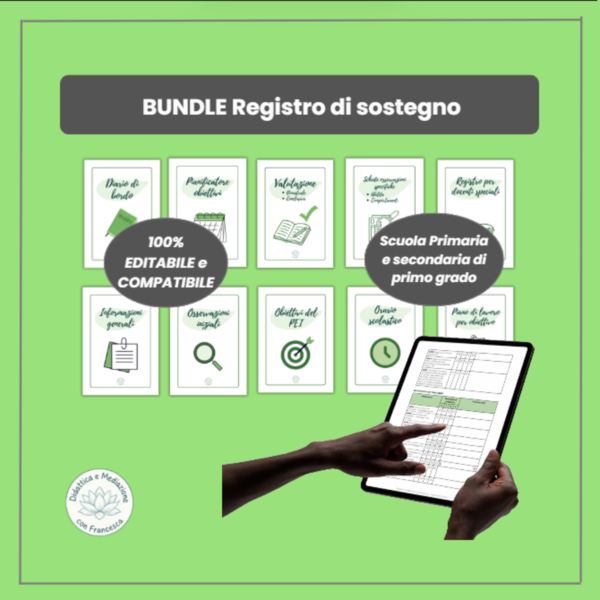 BUNDLE Registro di Sostegno Editabile | Guida, Osservazioni ICF, PEI e Diario di Bordo