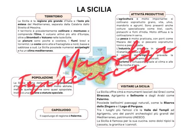 Schema Sicilia - geografia - regioni d'Italia - Strumento compensativo per DSA, supporto allo studio