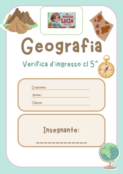 VERIFICA DI INGRESSO GEOGRAFIA CLASSE QUINTA