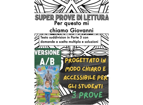 📘👦🏻 3x Test di lettura su «Per questo mi chiamo Giovanni» di Luigi Garlando ✨ (Versione A/B – per capitoli, in classe)
