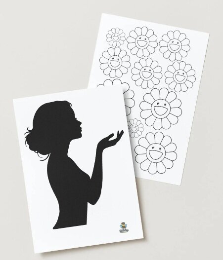 Profilo donna primavera con i fiori di Murakami