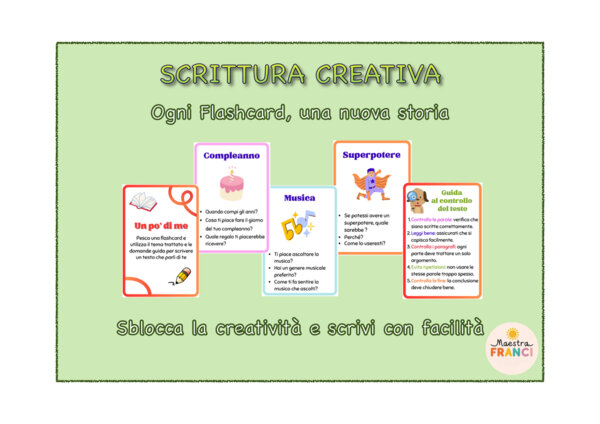 Scrittura creativa: flashcards di ispirazione per la scrittura di testi personali