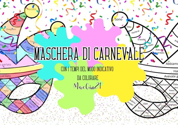 Maschera di Carnevale dei verbi