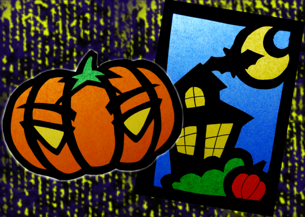 Vetrate di carta velina per Halloween: la casa stregata