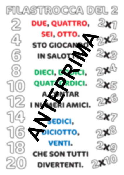 FILASTROCCHE DELLE TABELLINE FINO A QUELLA DEL DODICI - SCUOLA PRIMARIA