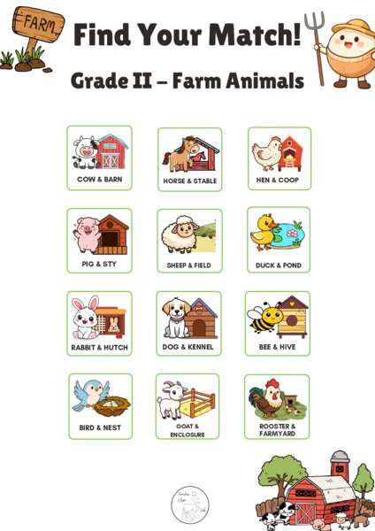 Find Your Match! - Grade 2 - Attività per creare coppie