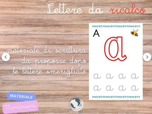 Lettere da ricalco - corsivo Montessori