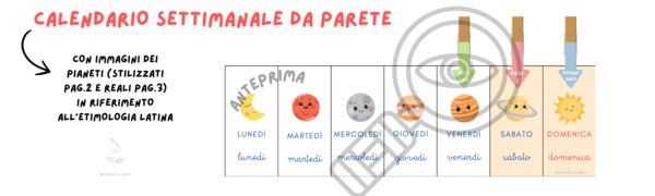 Calendario settimanale da parete etimologia latina