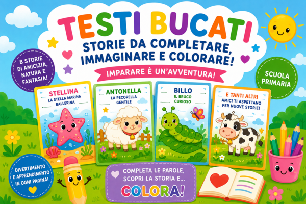 TESTI BUCATI DA COMPLETARE E COLORARE