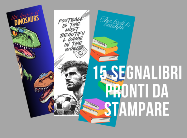 📚 Kit 15 Segnalibri Premium da Stampare: Dinosauri, Calcio e Fondali Marini