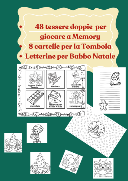 Tombola e Memory di Natale da colorare