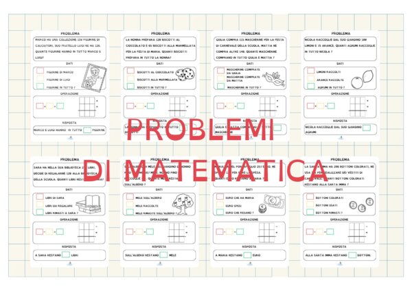 MATEMATICA: PROBLEMI CON ADDIZIONI E SOTTRAZIONI