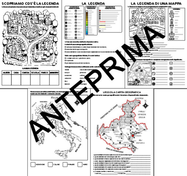 GEOGRAFIA: LA LEGENDA DELLE CARTE GEOGRAFICHE - SCHEDE ESERCIZI - DALLA CLASSE TERZA - SCUOLA PRIMARIA