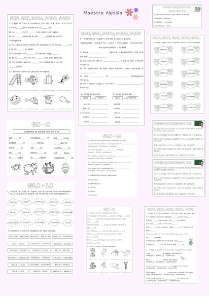 Schede di fine anno di ripasso ortografico (GN, N \ GNA, GNE, GNI, GNO, GNU \ SCE, SCI \ SCIA, SCIO, SCIU)