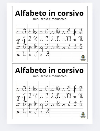 Alfabeto corsivo maiuscolo e minuscolo