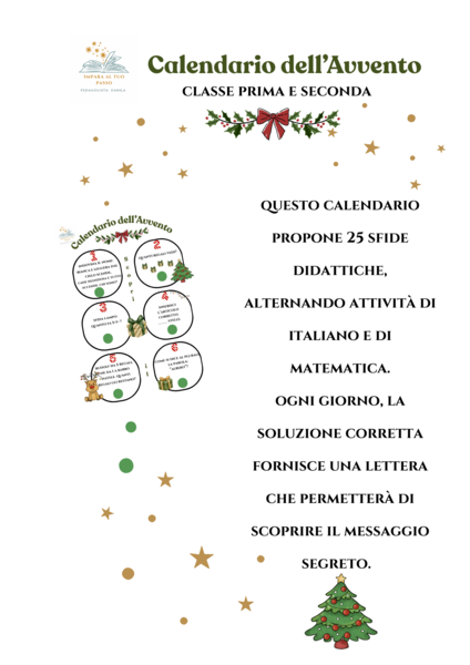 Calendario dell'avvento ita e mat cl 1-2