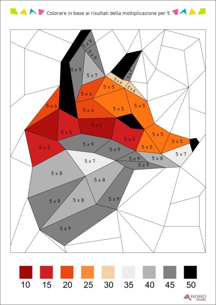 Tabellina, Colorare in base ai risultati della moltiplicazione per 5