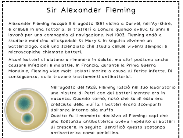 Comprensione del testo - Alexander Fleming