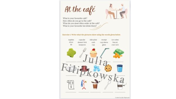 Set of tasks/ Worksheet/ Tasks/ Speaking/vocabulary/ Classes 4-6/ Primary school 4-6/ Classes 4-8/ At the cafe/ Cafe/ Practical/ Ready-made lesson/Insieme di compiti/foglio di lavoro/compiti/parlare/vocabolario. Classi 4-6/ Scuola primaria 4-6/ Classi 4-